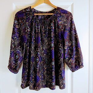Banana Republic Paisley Shirred Neck Peasant Top NWOT